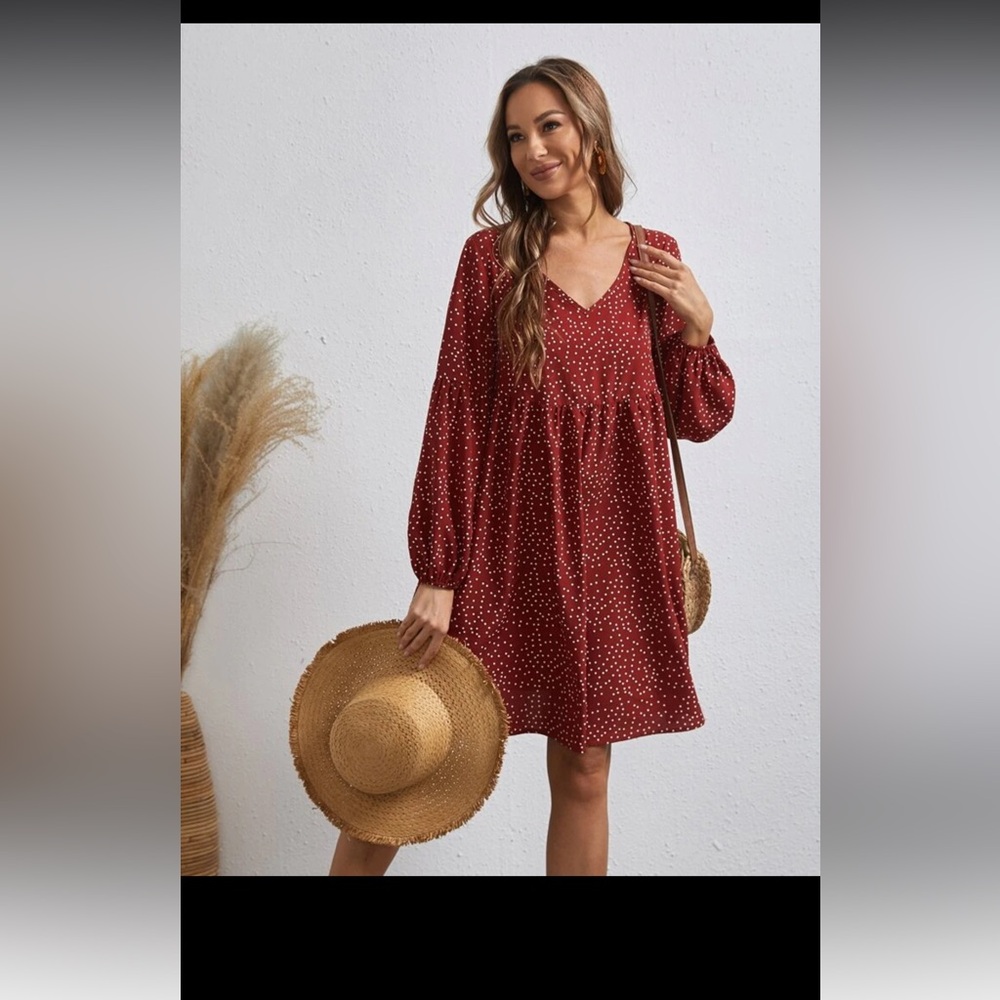 Emery Rose Red Polka Dot Babydoll Dress